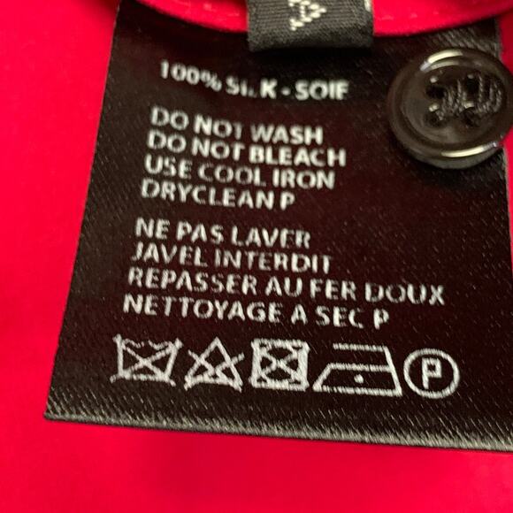 HAIDER ACKERMANN Size S Red Silk Satin Nehru Collar Hidden Buttons Shirt - Picture 6 of 6